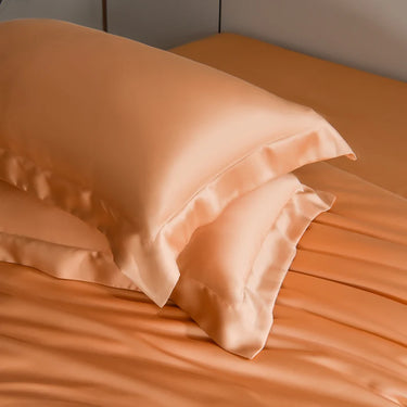 Modern Orange Satin Duvet Cover Set | Minimalist Luxe Bedding for Contemporary Bedrooms